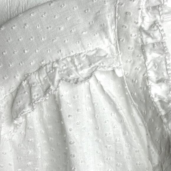 J.Crew Wms L White Long Sleeve Swiss Dot Popover Top Academia Ruffled Feminine - Picture 5 of 10